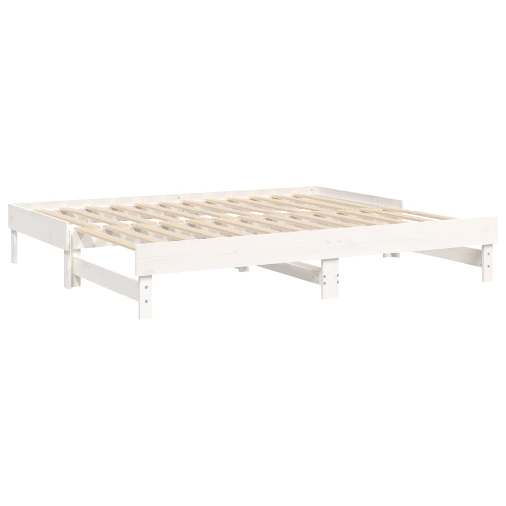 Dnevni ležaj na izvlačenje bijeli 2x(90x200)cm masivna borovina