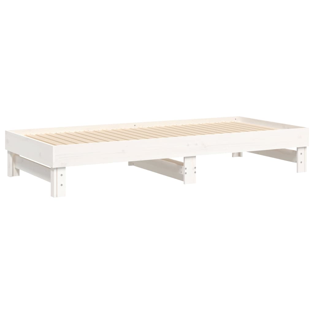Dnevni ležaj na izvlačenje bijeli 2x(90x200)cm masivna borovina