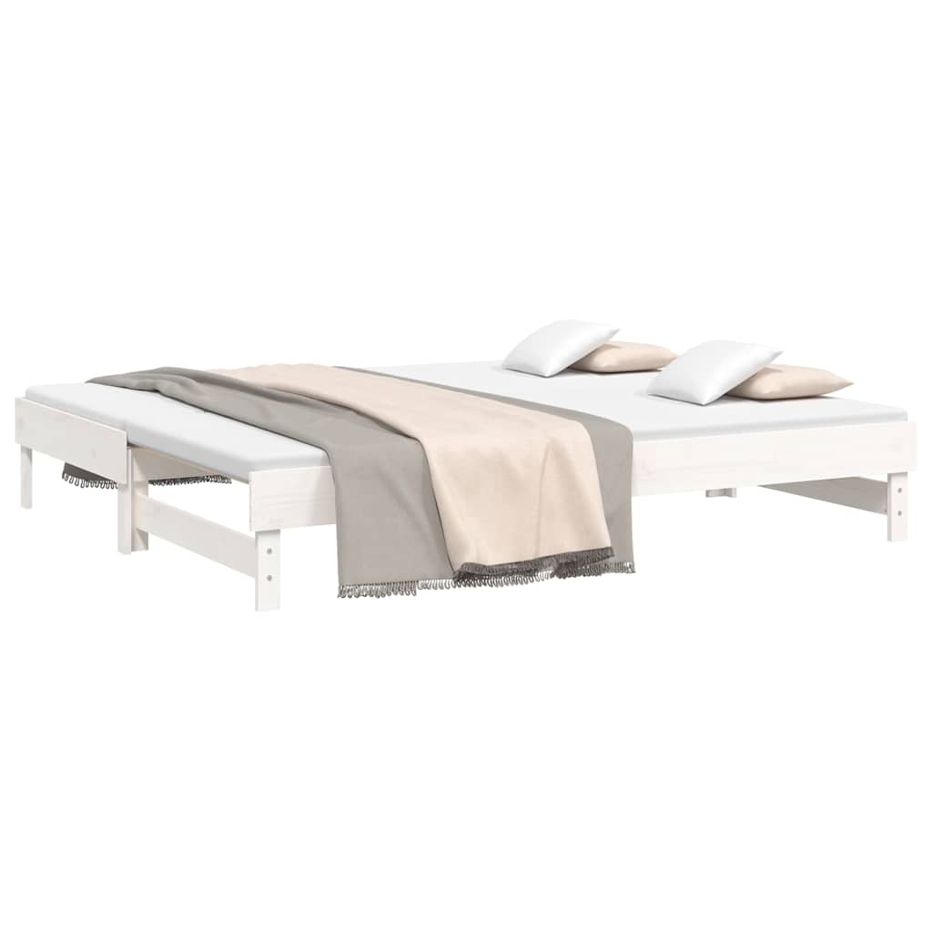 Dnevni ležaj na izvlačenje bijeli 2x(80x200)cm masivna borovina