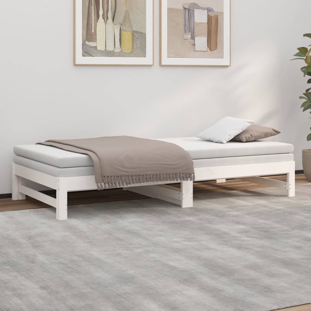 Dnevni ležaj na izvlačenje bijeli 2 x (100 x 200) cm borovina