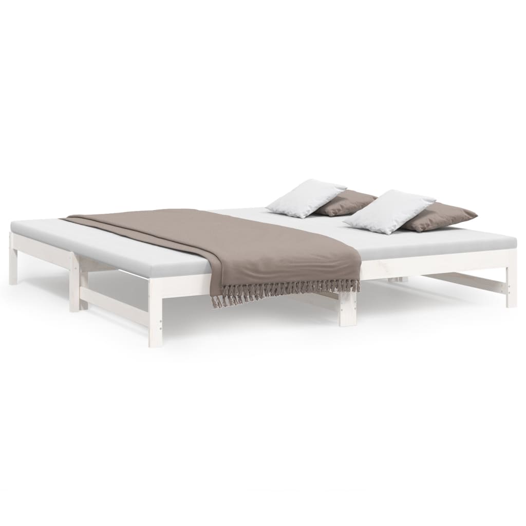 Dnevni ležaj na izvlačenje bijeli 2x(80x200)cm masivna borovina
