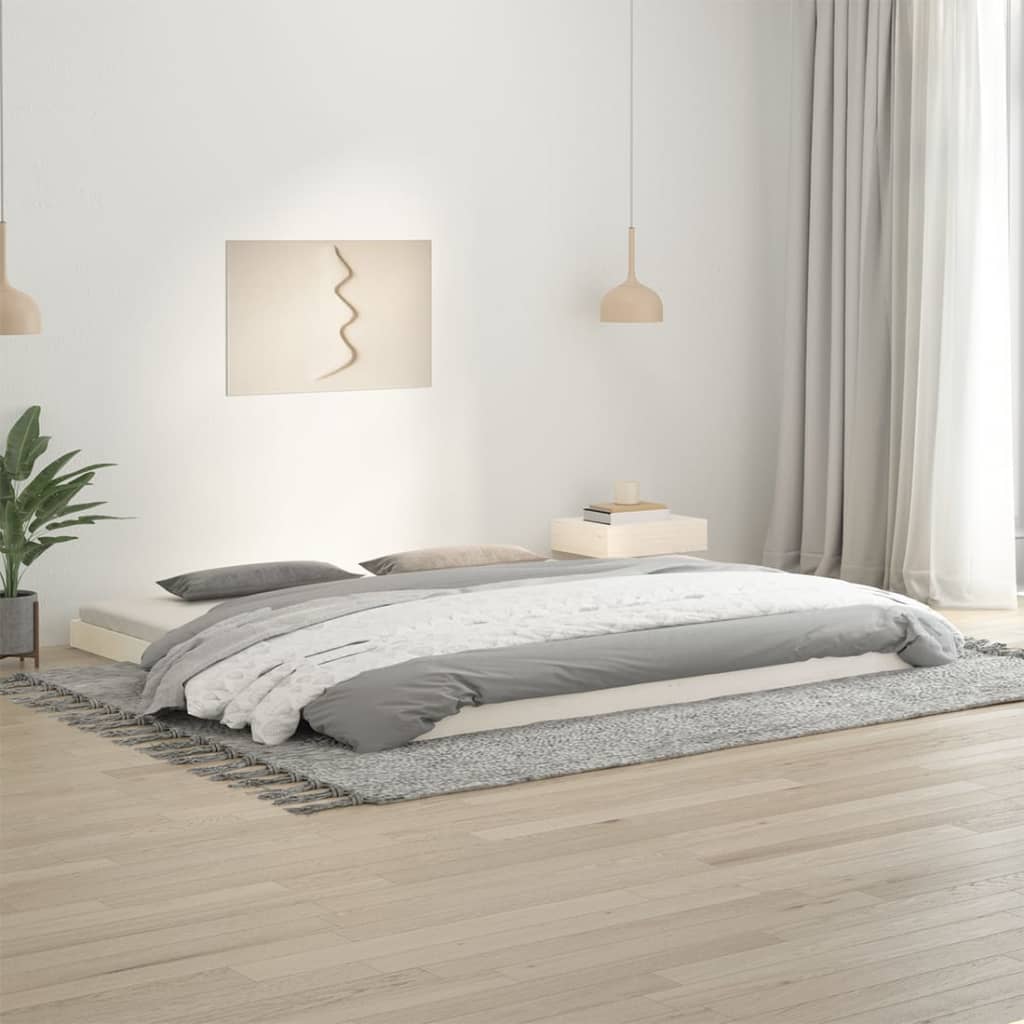 Okvir za krevet bijela 200 x 200 cm od masivne borovine