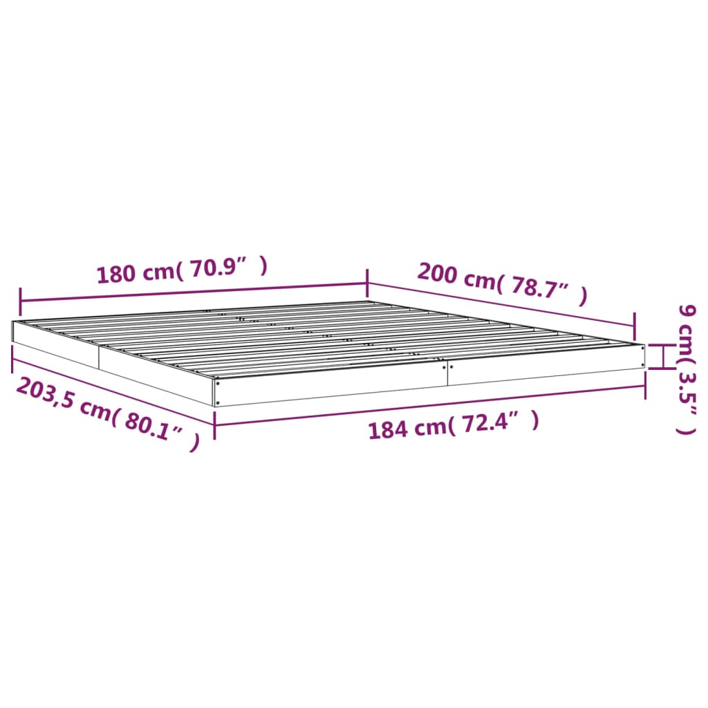 Okvir za krevet od borovine bijela 180x200 cm veliki bračni
