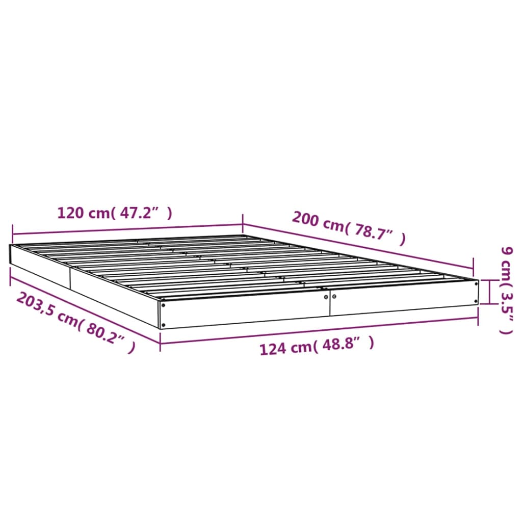 Okvir za krevet bijela 120x200 cm od masivne borovine