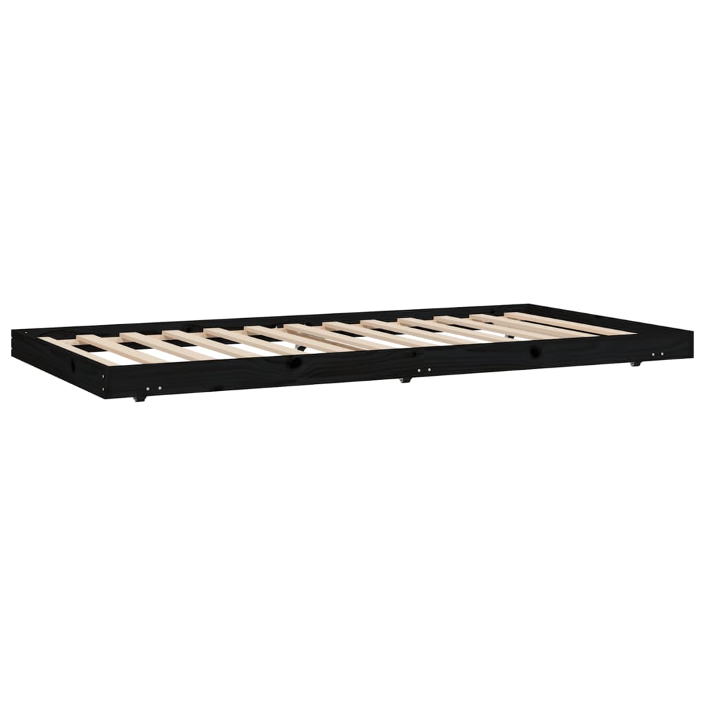 Okvir za krevet crni 100 x 200 cm od masivne borovine