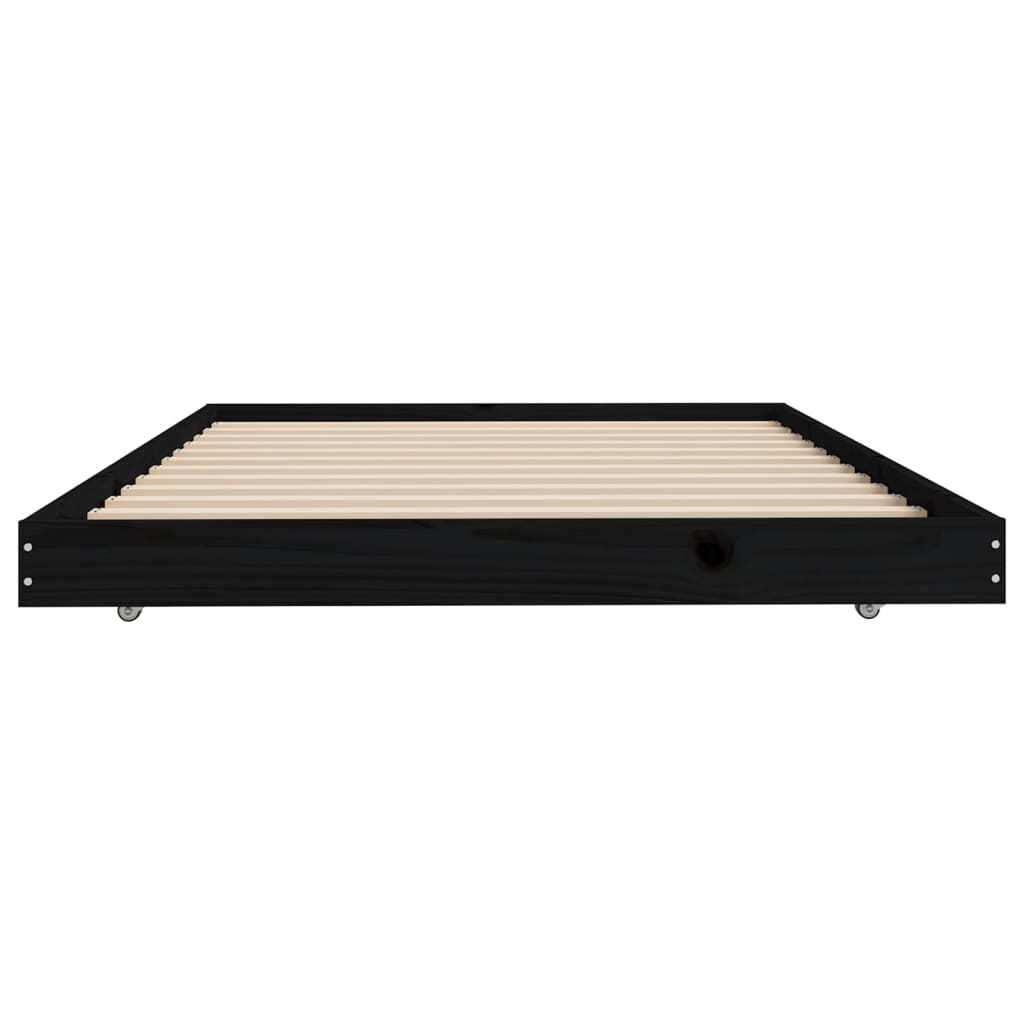 Okvir za krevet crni 100 x 200 cm od masivne borovine