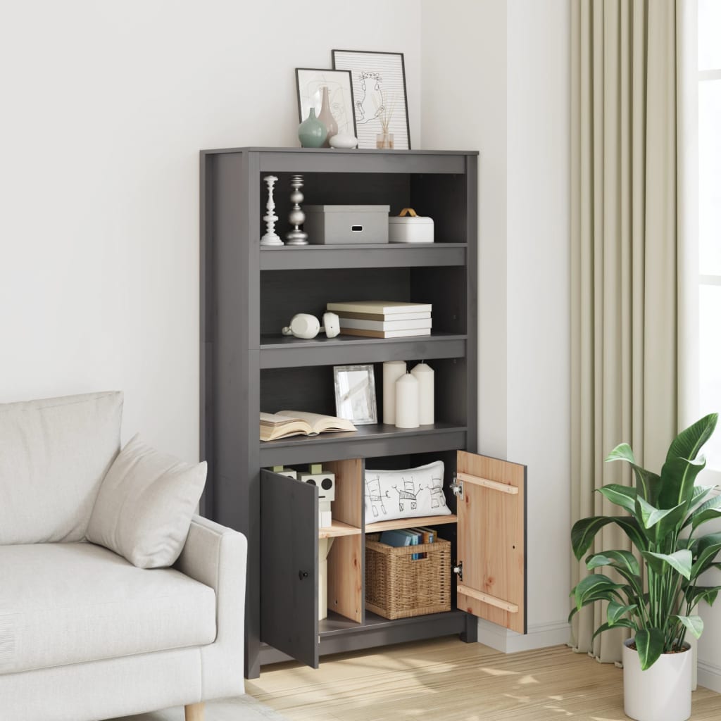 Visoka komoda siva 80 x 35 x 154 cm od masivne borovine