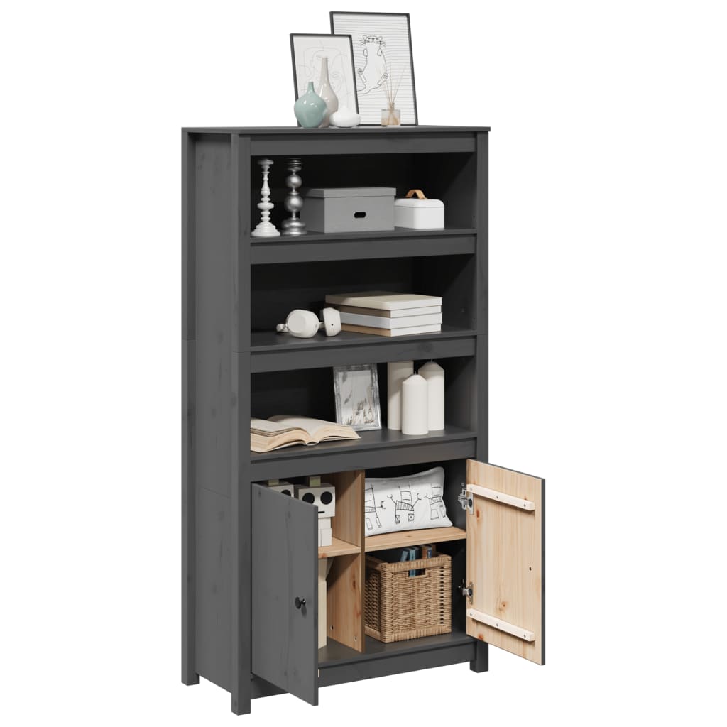 Visoka komoda siva 80 x 35 x 154 cm od masivne borovine