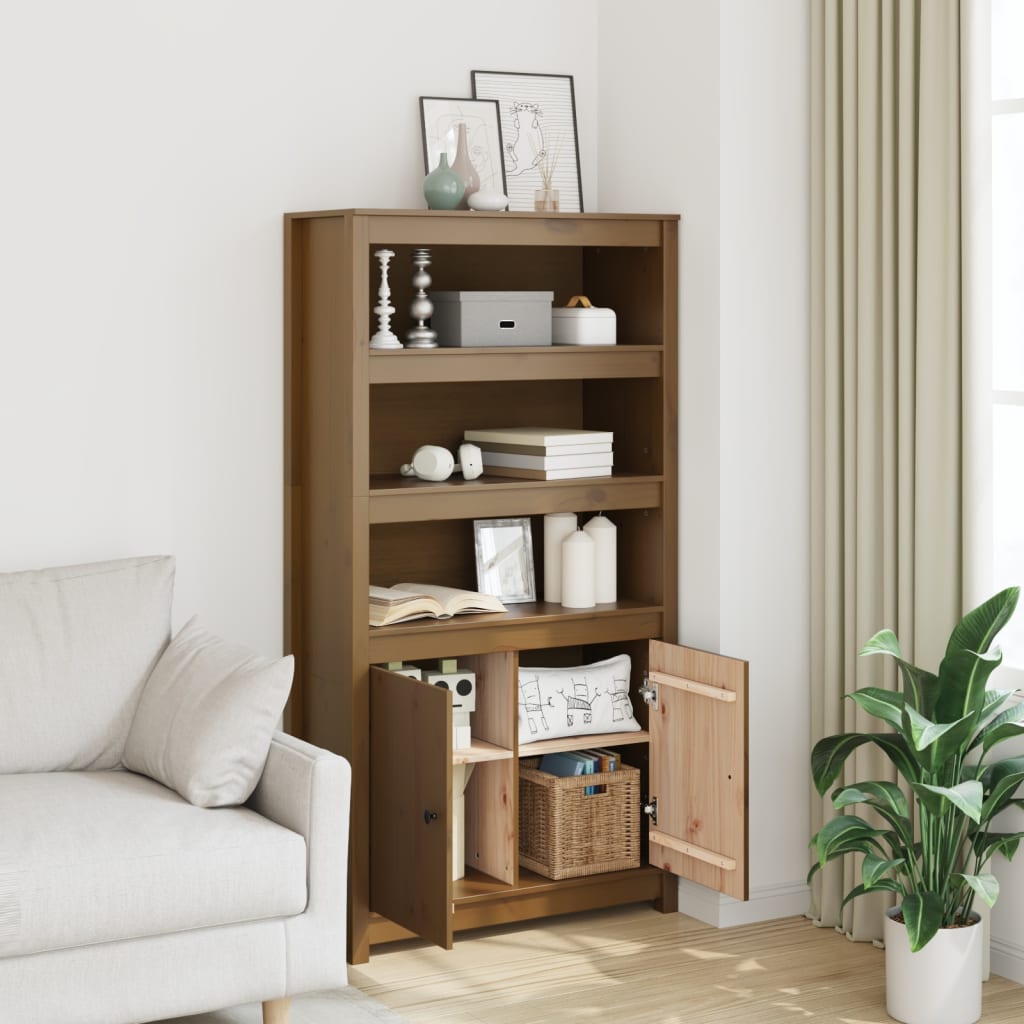 Visoka komoda boja meda 80 x 35 x 154 cm od masivne borovine