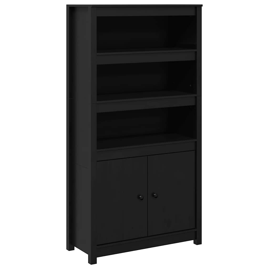Visoka komoda crna 80 x 35 x 154 cm od masivne borovine