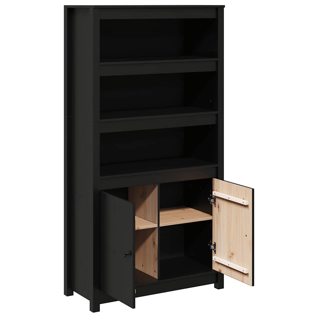 Visoka komoda crna 80 x 35 x 154 cm od masivne borovine
