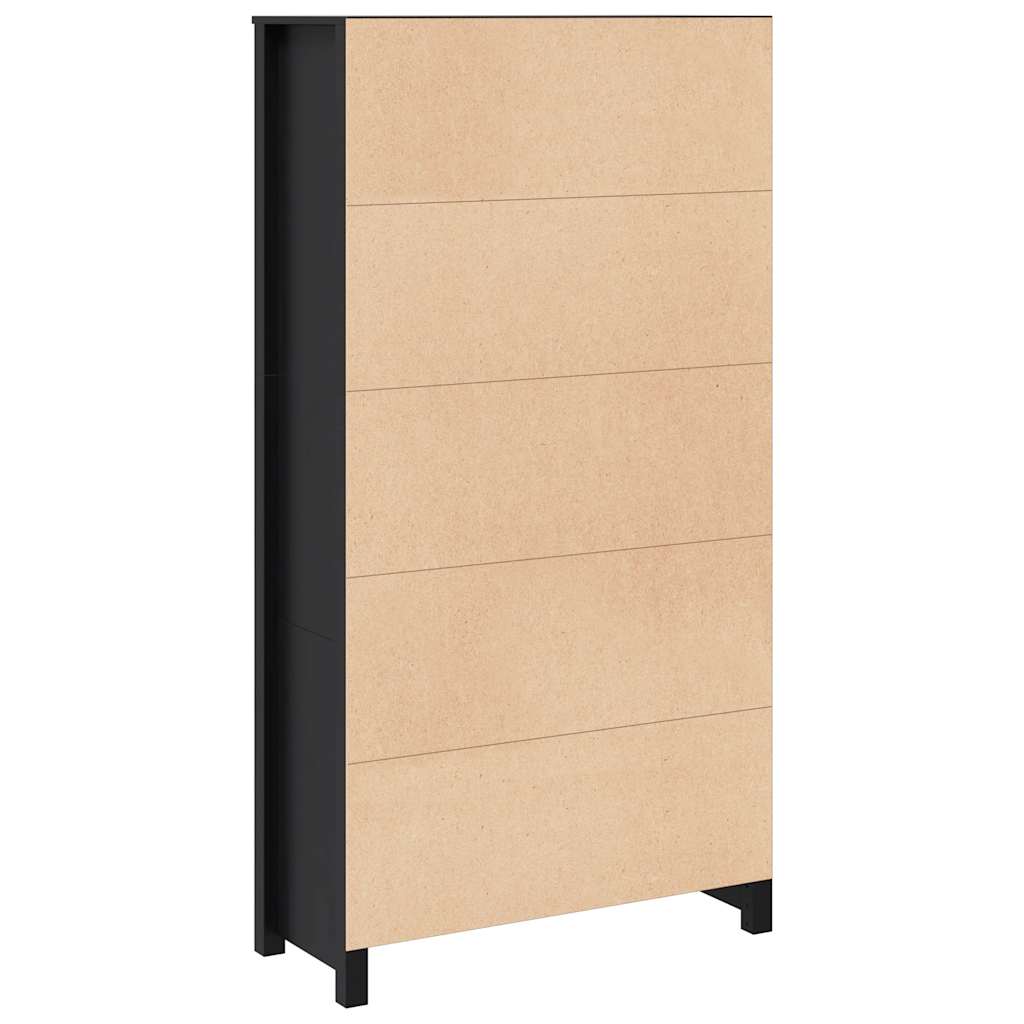 Visoka komoda crna 80 x 35 x 154 cm od masivne borovine