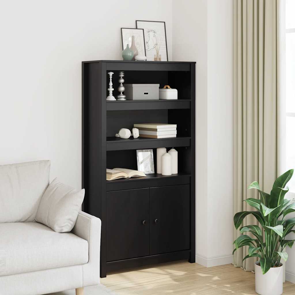 Visoka komoda crna 80 x 35 x 154 cm od masivne borovine