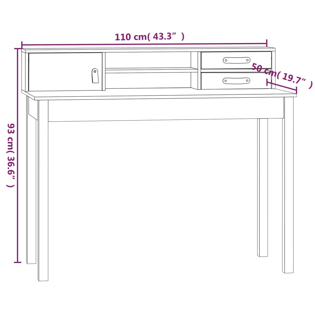 Radni stol 110x50x93 cm Masivno drvo Bor