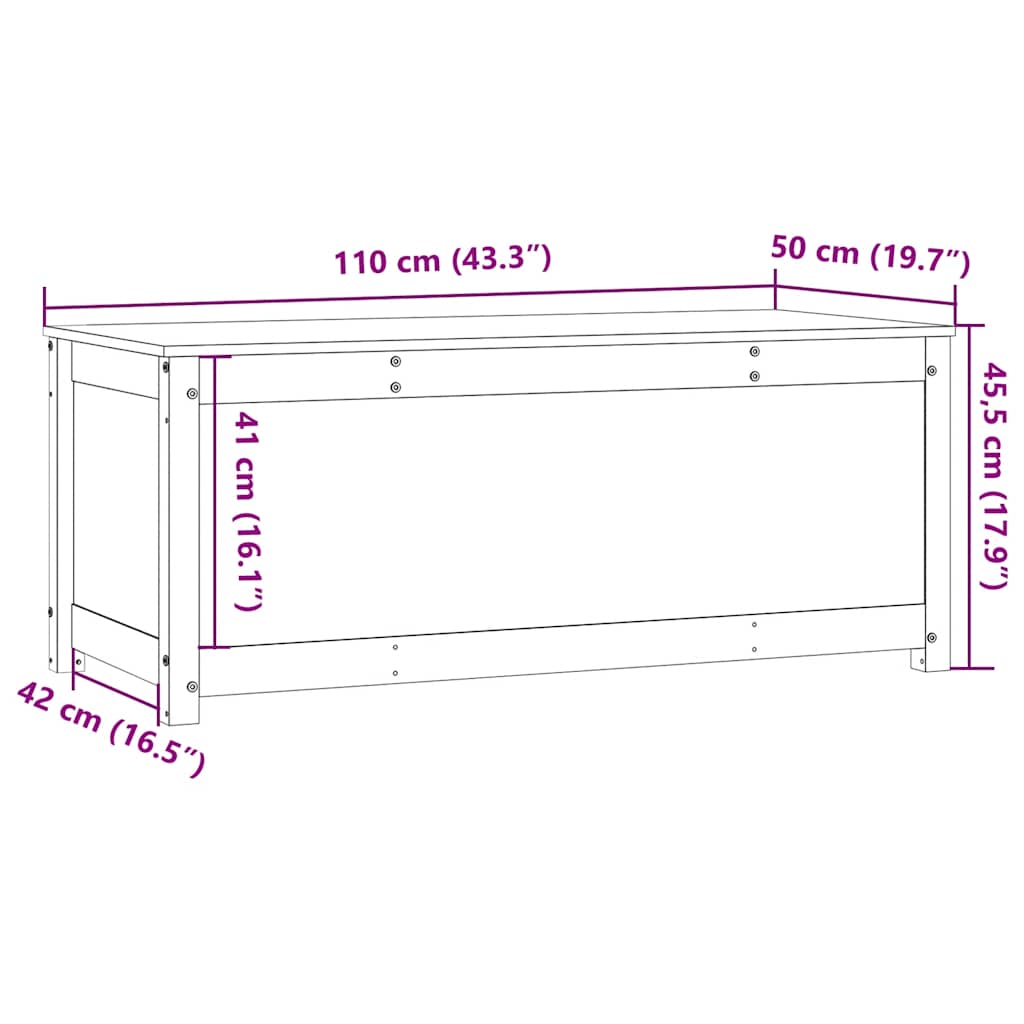Kutija za pohranu boja meda 110x50x45,5 cm od masivne borovine
