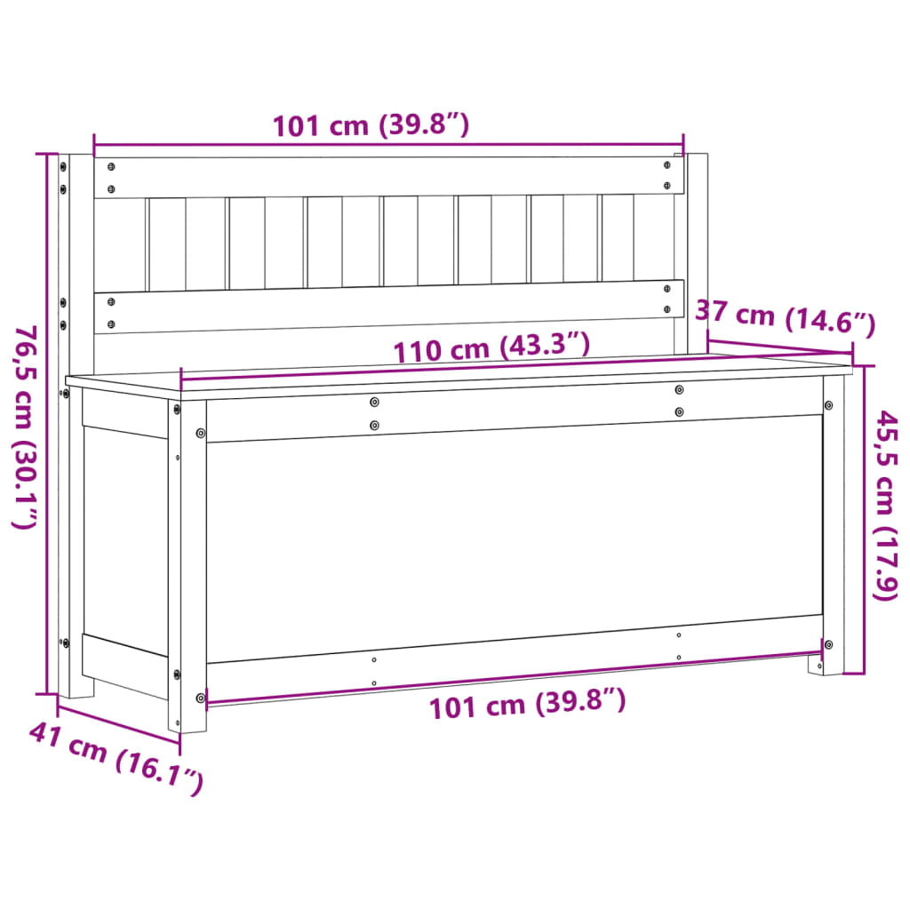 Klupa bijela 110 x 41 x 76,5 cm od masivne borovine