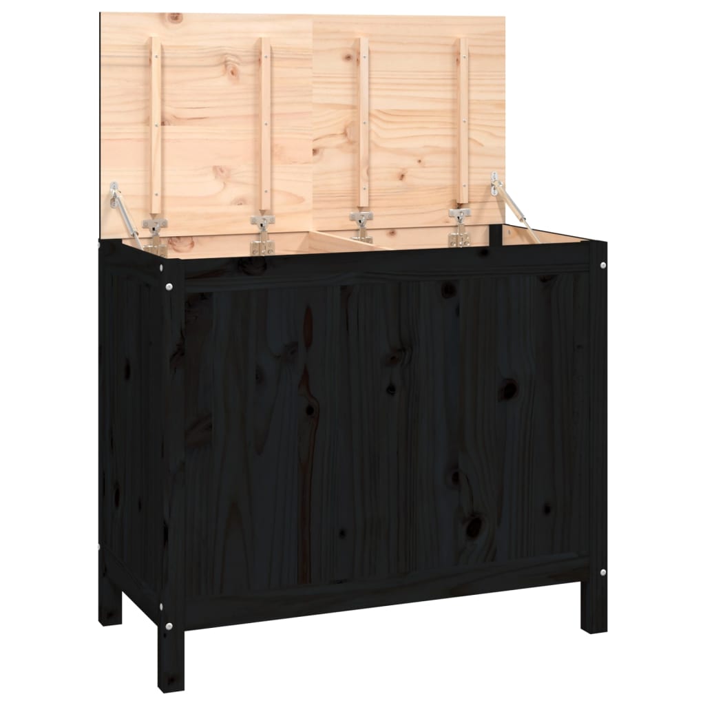Kutija za rublje crna 88,5 x 44 x 76 cm od masivne borovine