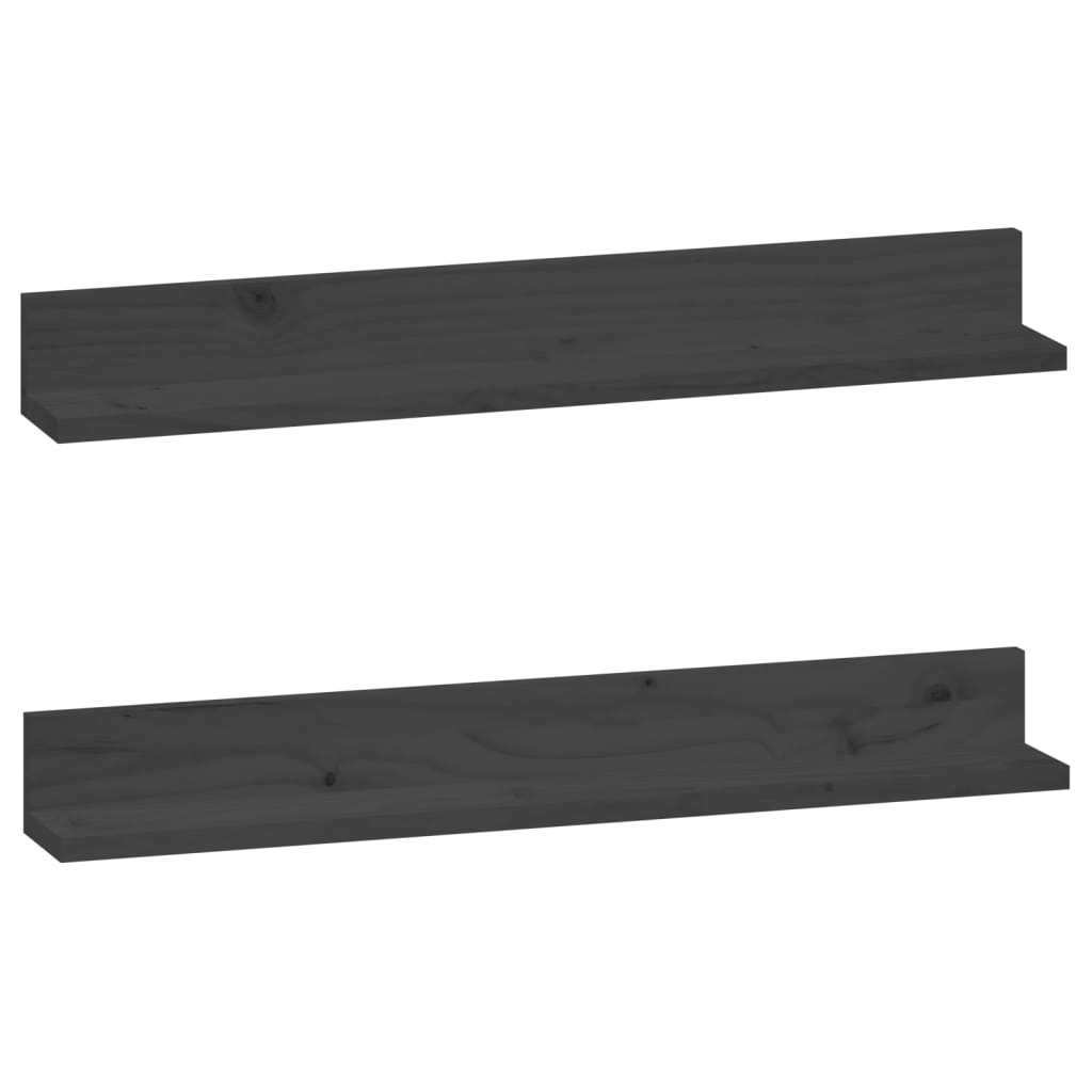 Zidne police 2 kom sive 80 x 11 x 9 cm od masivne borovine