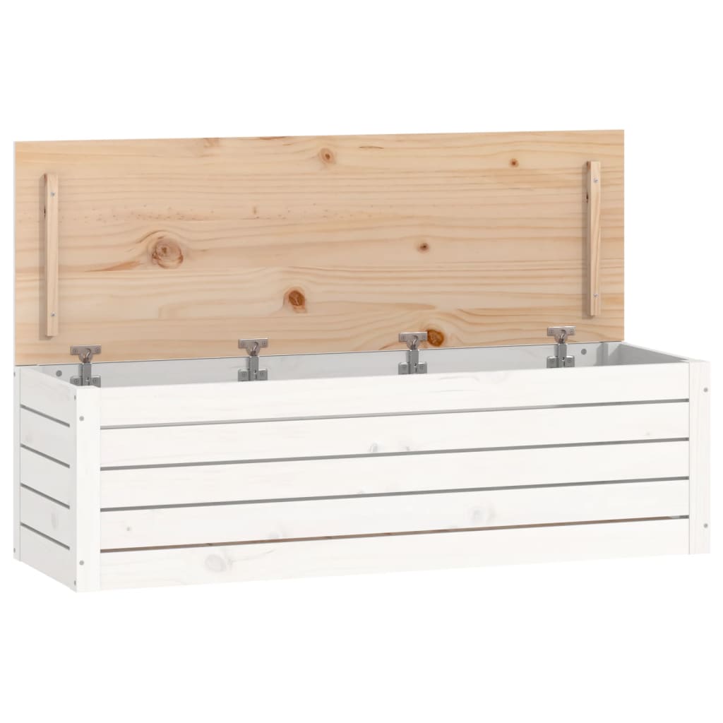 Kutija za pohranu bijela 109 x 36,5 x 33 cm od masivne borovine