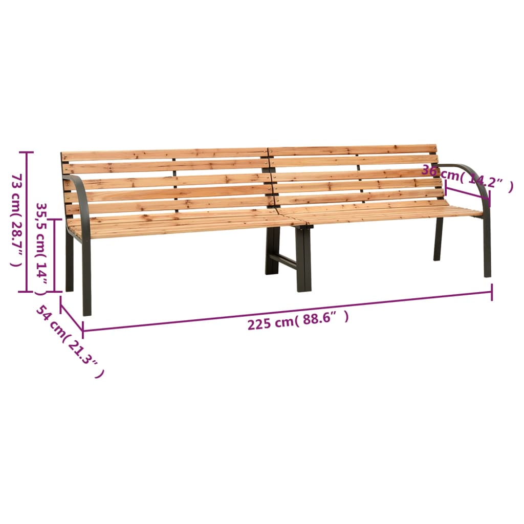 Dvostruka vrtna klupa 225 cm od masivne jelovine