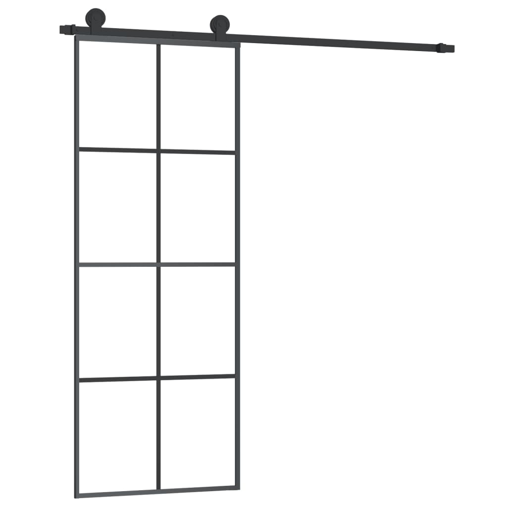 Klizna vrata s priborom 76 x 205 cm od ESG stakla i aluminija