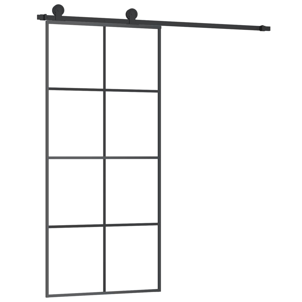 Klizna vrata s priborom 90 x 205 cm od ESG stakla i aluminija