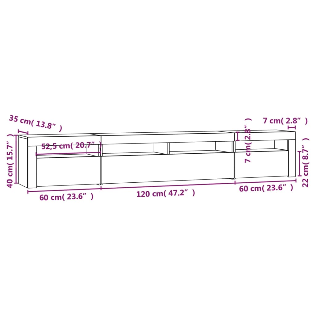 TV ormarić s LED svjetlima boja hrasta sonome 240x35x40 cm