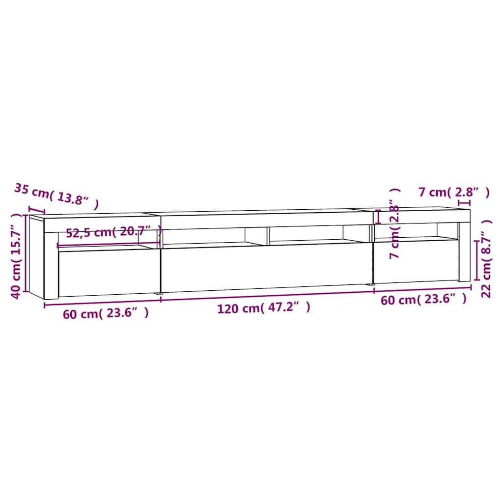 TV ormarić s LED svjetlima boja dimljenog hrasta 240x35x40 cm