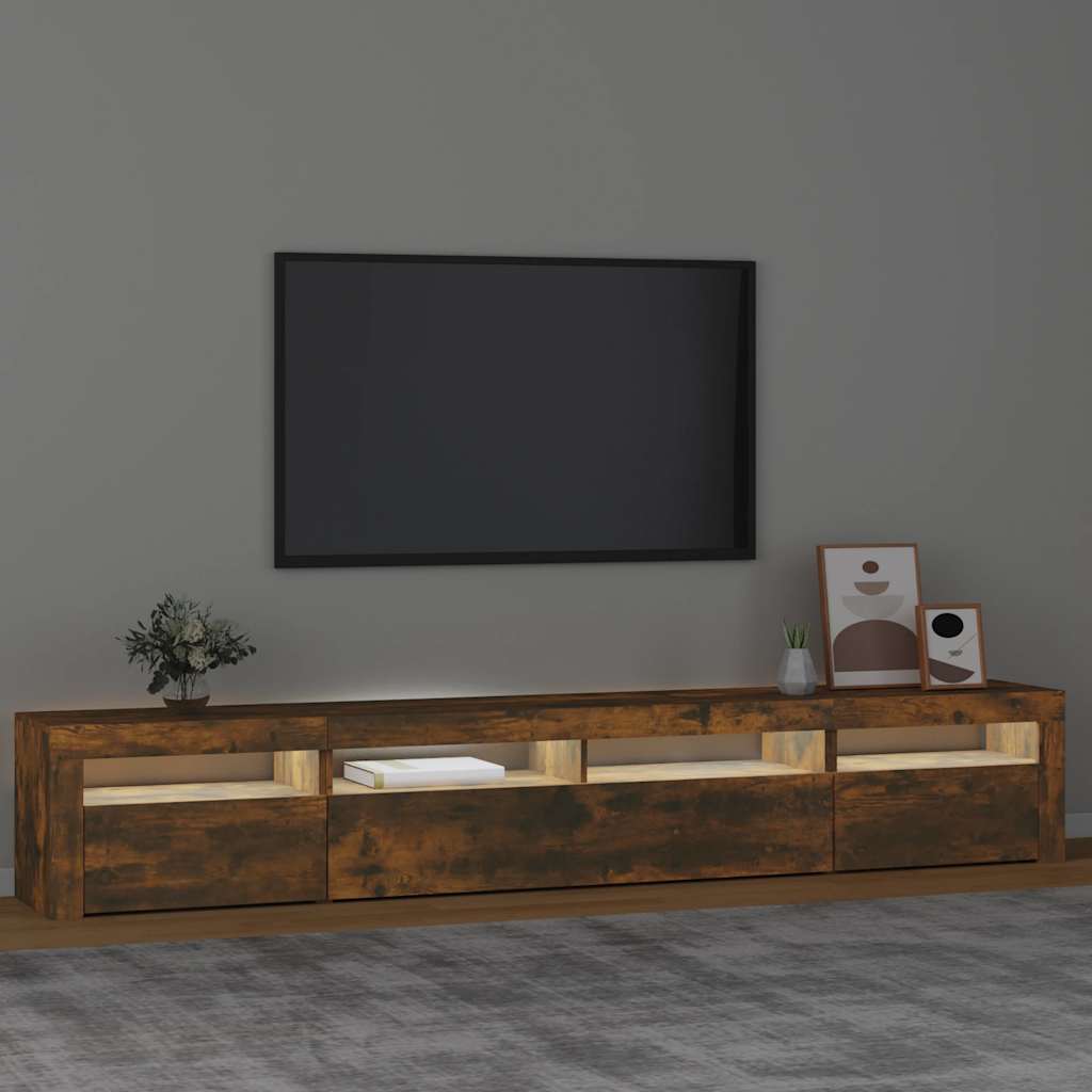 TV ormarić s LED svjetlima boja dimljenog hrasta 240x35x40 cm