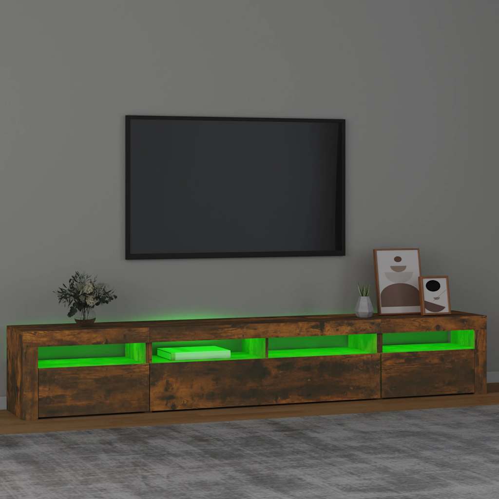 TV ormarić s LED svjetlima boja dimljenog hrasta 240x35x40 cm