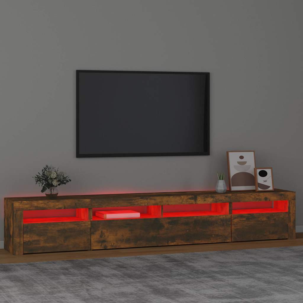 TV ormarić s LED svjetlima boja dimljenog hrasta 240x35x40 cm