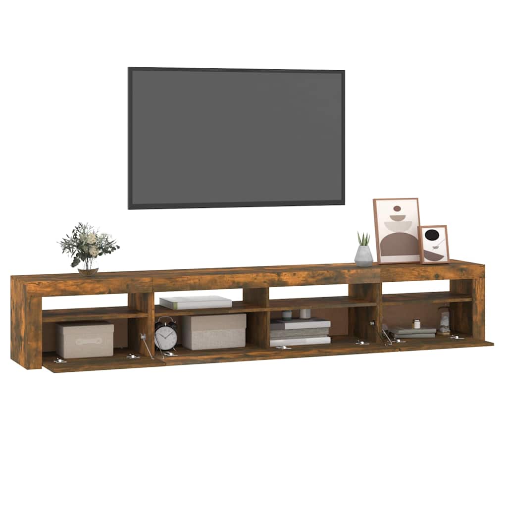 TV ormarić s LED svjetlima boja dimljenog hrasta 240x35x40 cm
