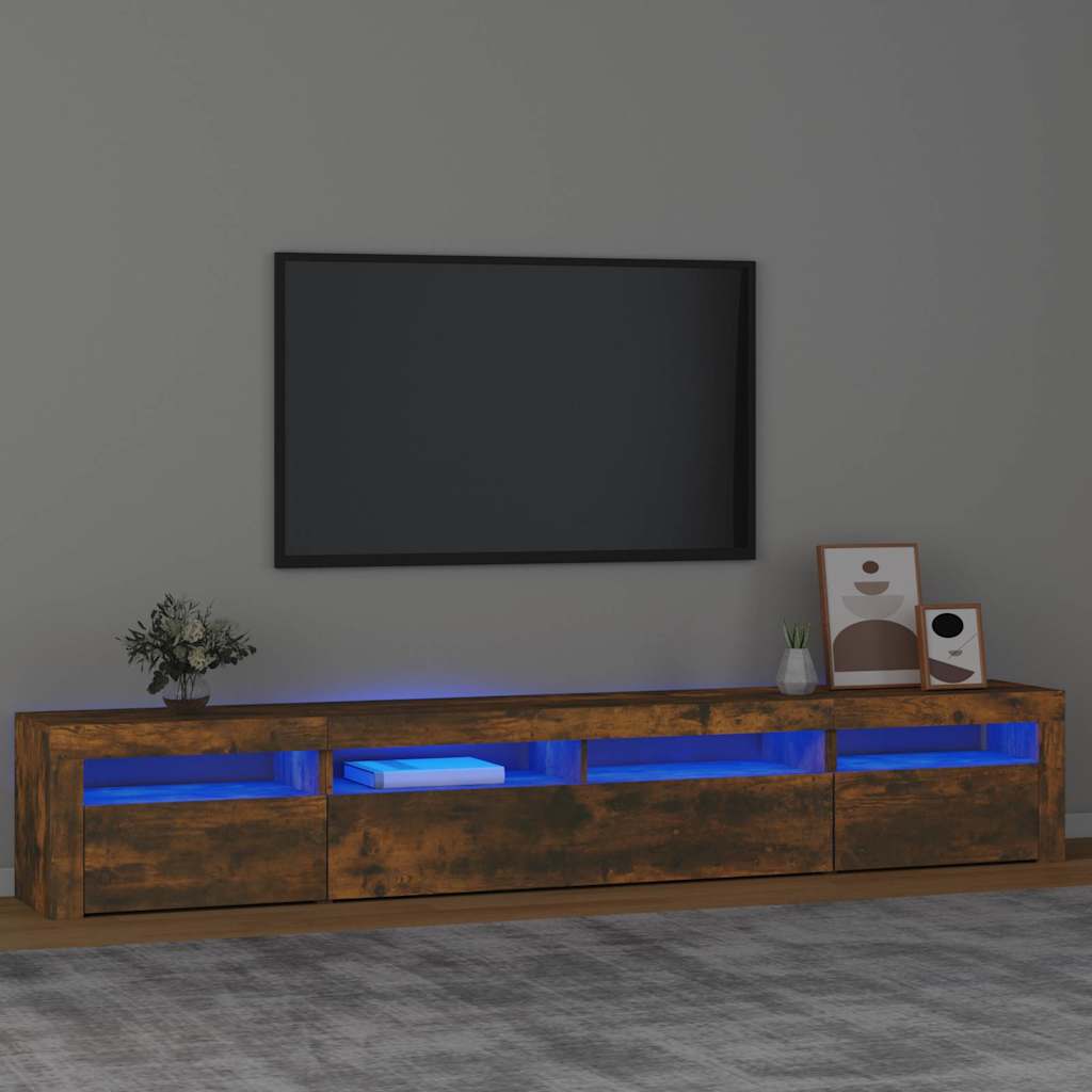 TV ormarić s LED svjetlima boja dimljenog hrasta 240x35x40 cm