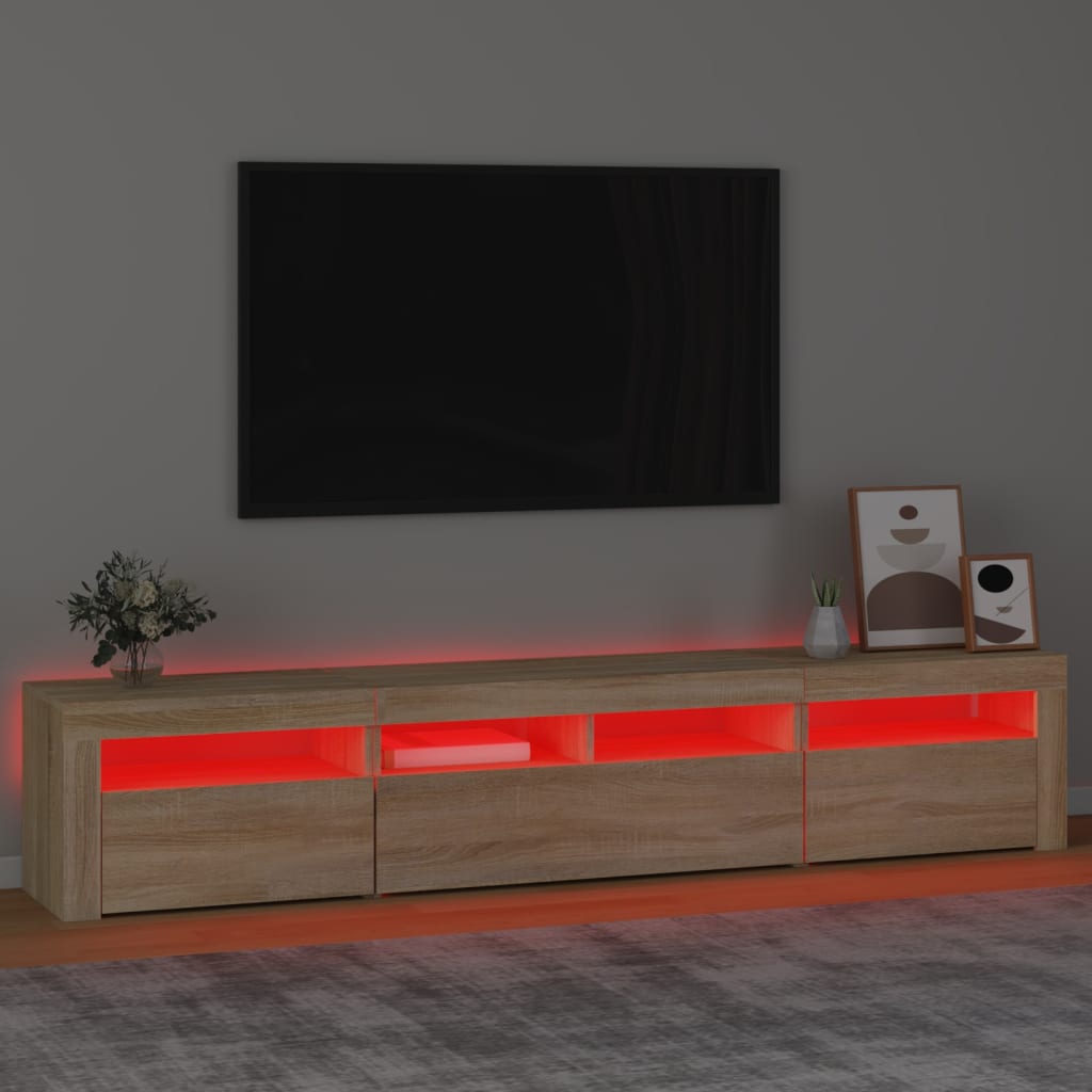 TV ormarić s LED svjetlima boja hrasta sonome 210x35x40 cm