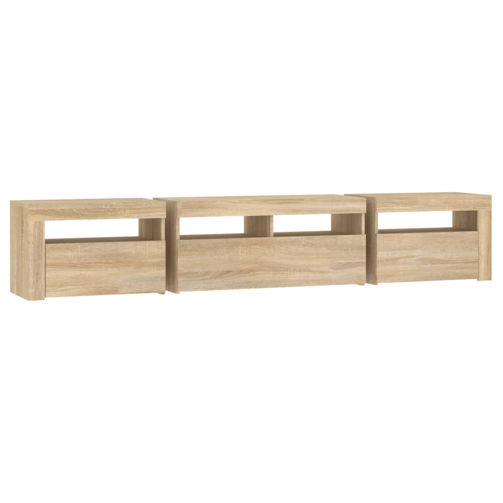 TV ormarić s LED svjetlima boja hrasta sonome 210x35x40 cm