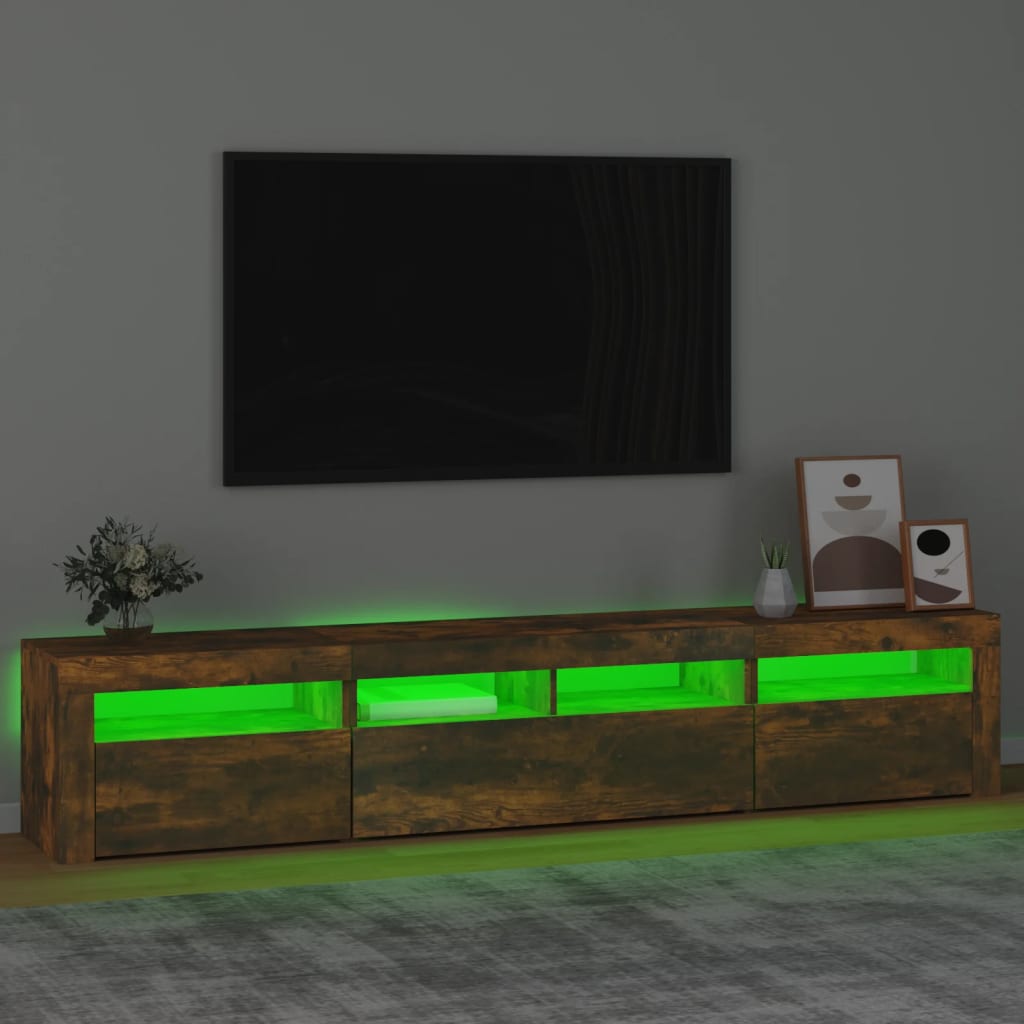 TV ormarić s LED svjetlima boja dimljenog hrasta 210x35x40 cm