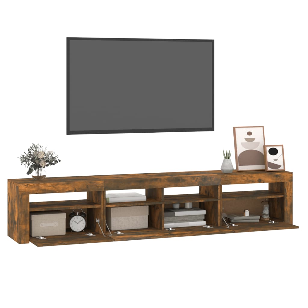 TV ormarić s LED svjetlima boja dimljenog hrasta 210x35x40 cm