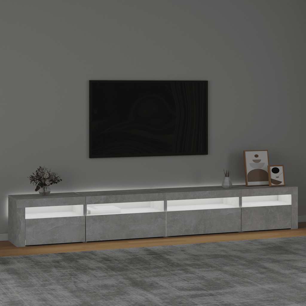 TV ormarić s LED svjetlima siva boja betona 270 x 35 x 40 cm