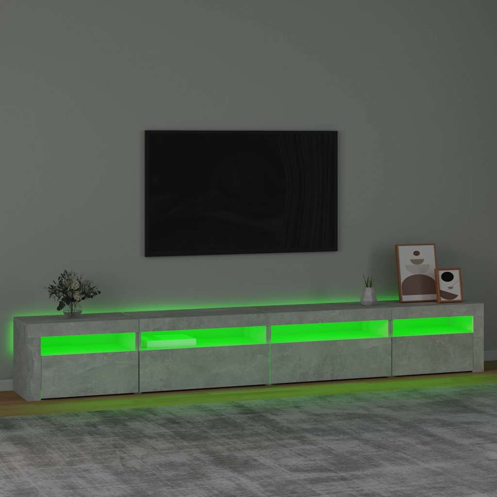 TV ormarić s LED svjetlima siva boja betona 270 x 35 x 40 cm