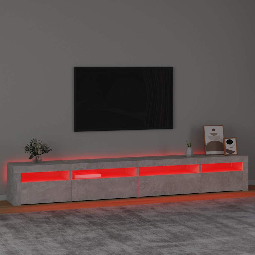TV ormarić s LED svjetlima siva boja betona 270 x 35 x 40 cm