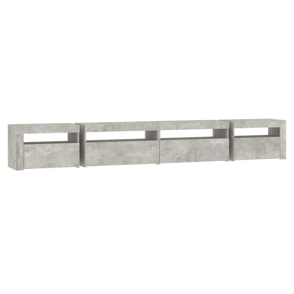 TV ormarić s LED svjetlima siva boja betona 270 x 35 x 40 cm