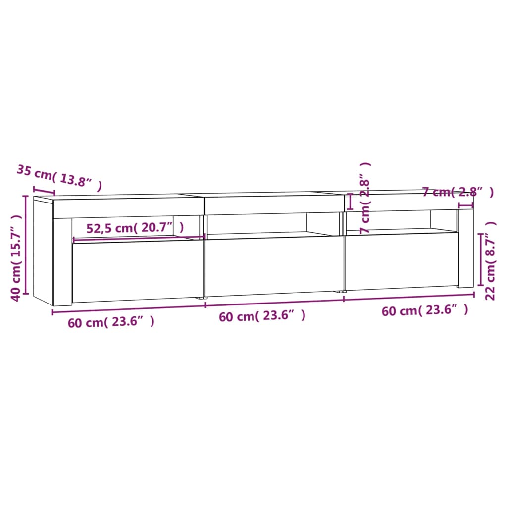 TV ormarić s LED svjetlima boja hrasta sonome 180 x 35 x 40 cm