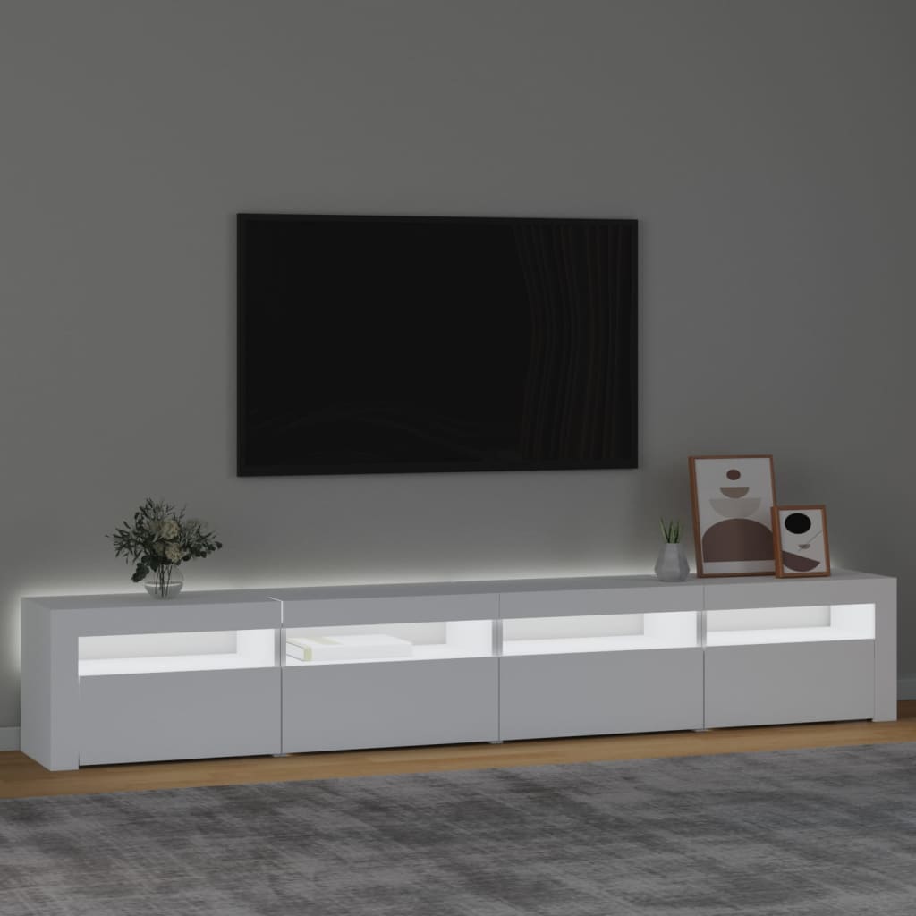 TV ormarić s LED svjetlima bijeli 240x35x40 cm