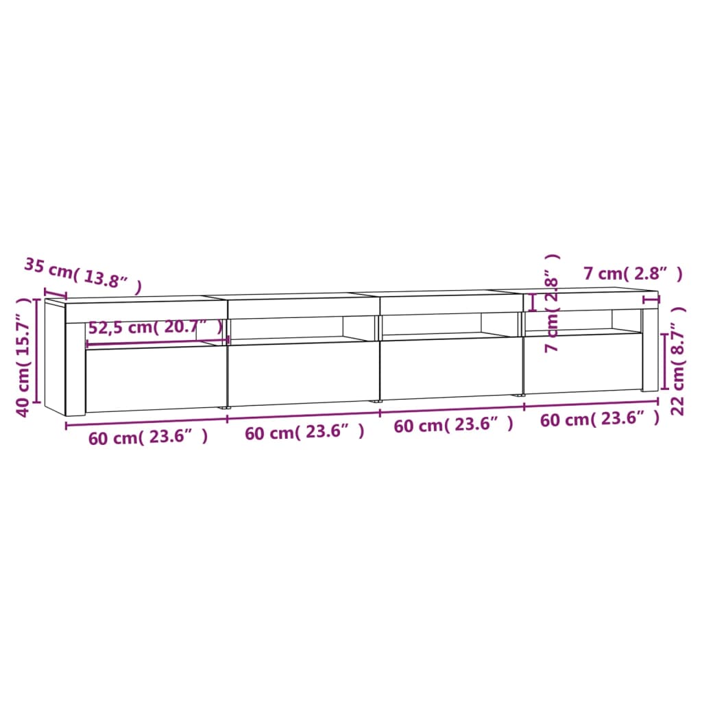 TV ormarić s LED svjetlima boja hrasta sonome 240x35x40 cm