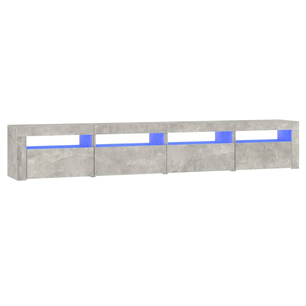 TV ormarić s LED svjetlima siva boja betona 240x35x40 cm