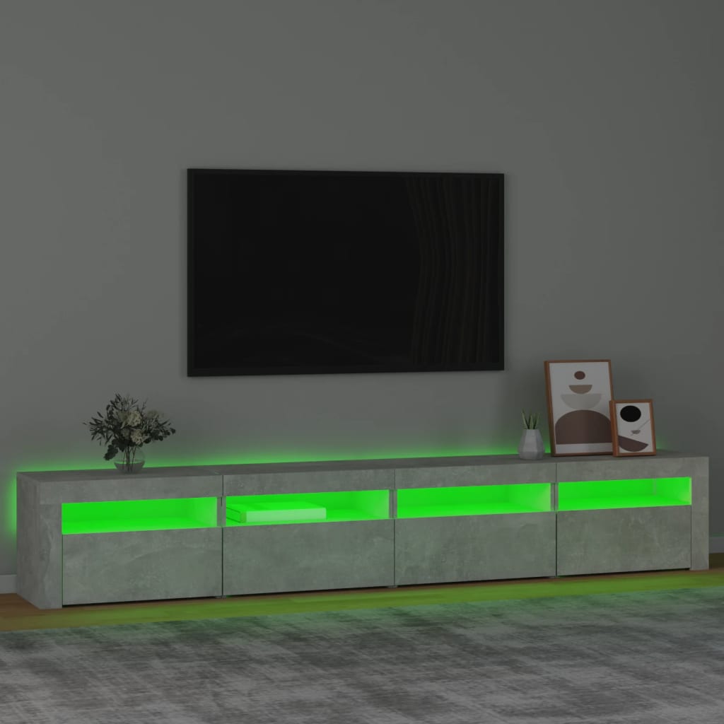 TV ormarić s LED svjetlima siva boja betona 240x35x40 cm