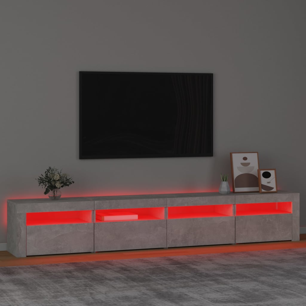 TV ormarić s LED svjetlima siva boja betona 240x35x40 cm