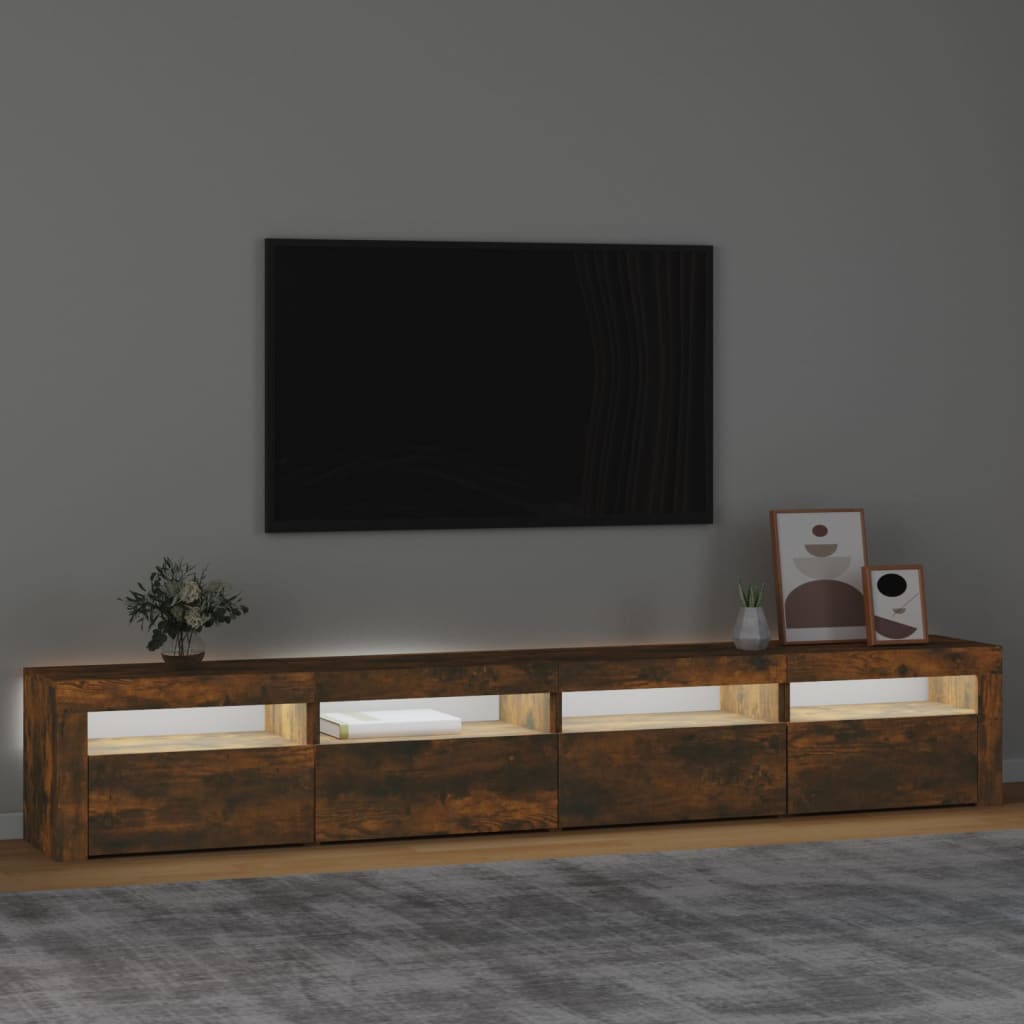 TV ormarić s LED svjetlima boja dimljenog hrasta 240x35x40 cm