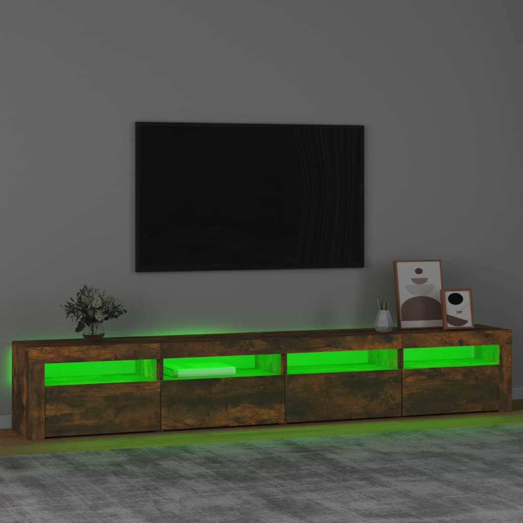 TV ormarić s LED svjetlima boja dimljenog hrasta 240x35x40 cm