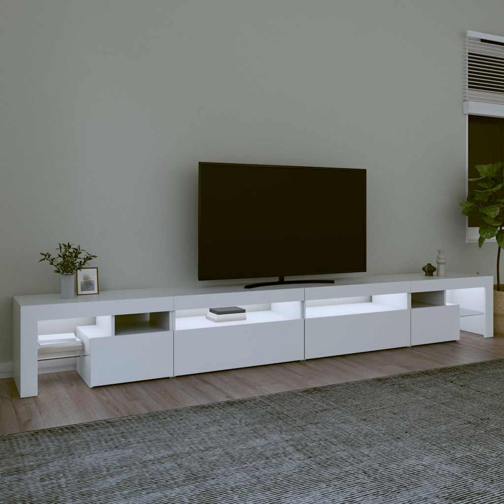 TV ormarić s LED svjetlima bijeli 290x36,5x40 cm